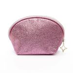 Necessaire-Meia-Lua-Glitter-Rosa-frente-Produto-Estrela-Beauty