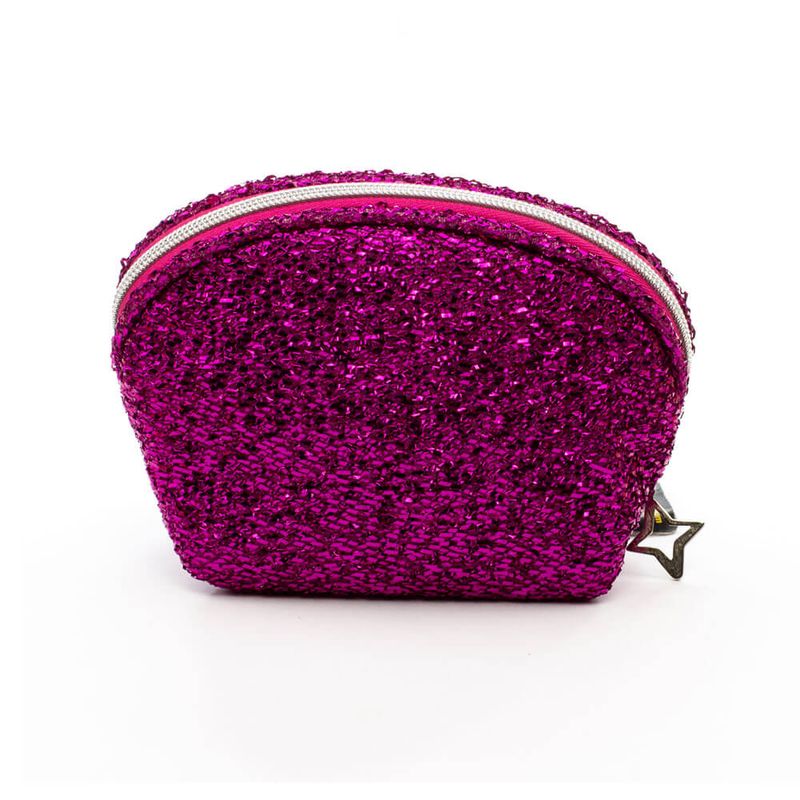 Necessaire-Meia-Lua-Lurex-Pink-frente-Produto-Estrela-Beauty