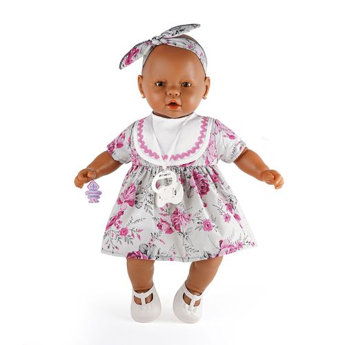 Boneca Nenezinho Negro Vestido Rosa 44 cm - Estrela